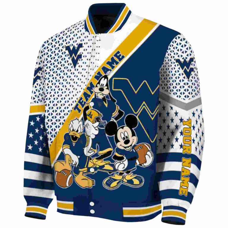 customized west virginia mountaineers mickey donald goofy blue white jacket best selling jacketwow
