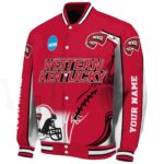 customized western kentucky hilltoppers flaming football red white jacket best selling jacketwow