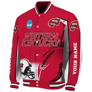 customized western kentucky hilltoppers flaming football red white jacket best selling jacketwow