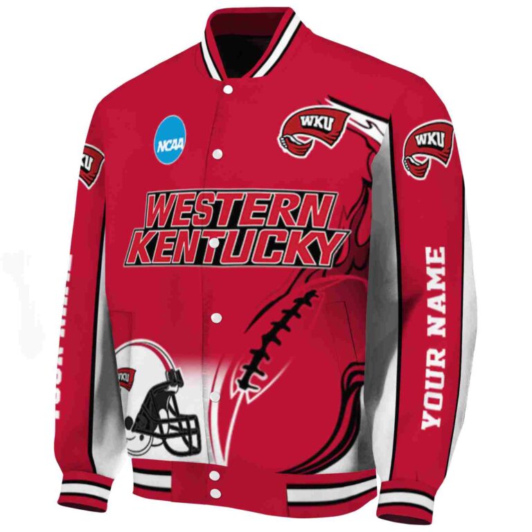 customized western kentucky hilltoppers flaming football red white jacket best selling jacketwow