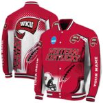 customized western kentucky hilltoppers flaming football red white jacket best selling jacketwow