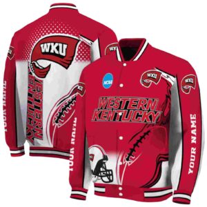 customized western kentucky hilltoppers flaming football red white jacket fashion forward jacketwow