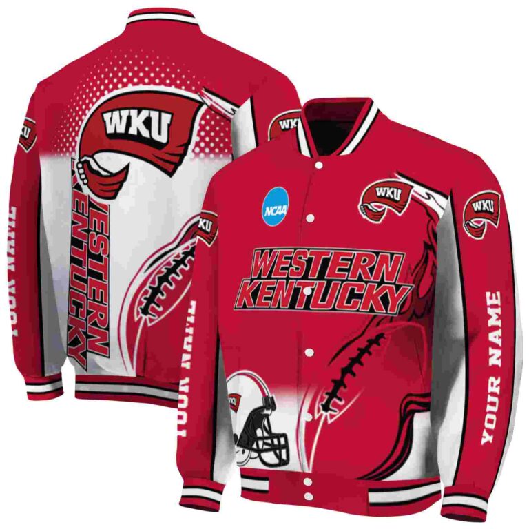 customized western kentucky hilltoppers flaming football red white jacket fashion forward jacketwow