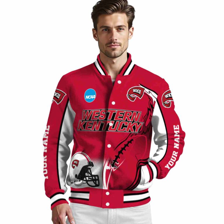 customized western kentucky hilltoppers flaming football red white jacket high quality jacketwow