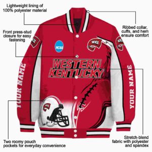 customized western kentucky hilltoppers flaming football red white jacket new arrival jacketwow