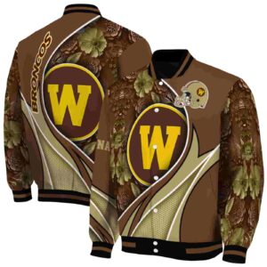 customized western michigan broncos floral print brown jacket fashion forward jacketwow
