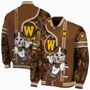 customized western michigan broncos rose mickey brown jacket fashion forward jacketwow
