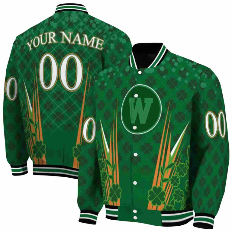 customized western michigan broncos shamrock pattern green jacket fashion forward jacketwow