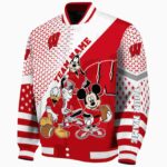 customized wisconsin badgers mickey donald goofy red white jacket best selling jacketwow