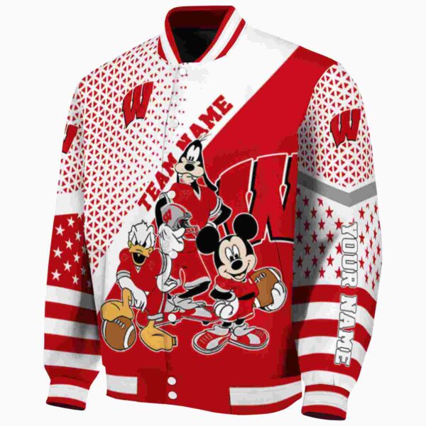 customized wisconsin badgers mickey donald goofy red white jacket best selling jacketwow