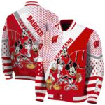 customized wisconsin badgers mickey donald goofy red white jacket best selling jacketwow