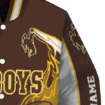 customized wyoming cowboys flaming football brown white jacket best selling jacketwow