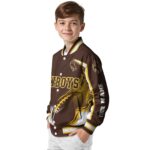 customized wyoming cowboys flaming football brown white jacket best selling jacketwow