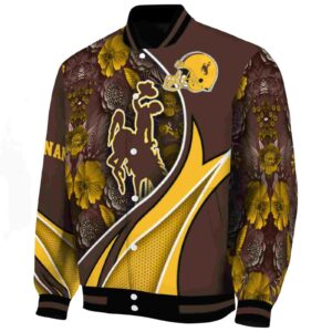 customized wyoming cowboys floral print brown jacket best selling jacketwow