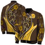 customized wyoming cowboys floral print brown jacket best selling jacketwow