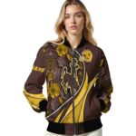 customized wyoming cowboys floral print brown jacket best selling jacketwow