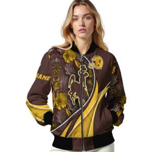 customized wyoming cowboys floral print brown jacket latest model jacketwow