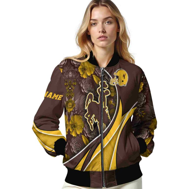 customized wyoming cowboys floral print brown jacket latest model jacketwow