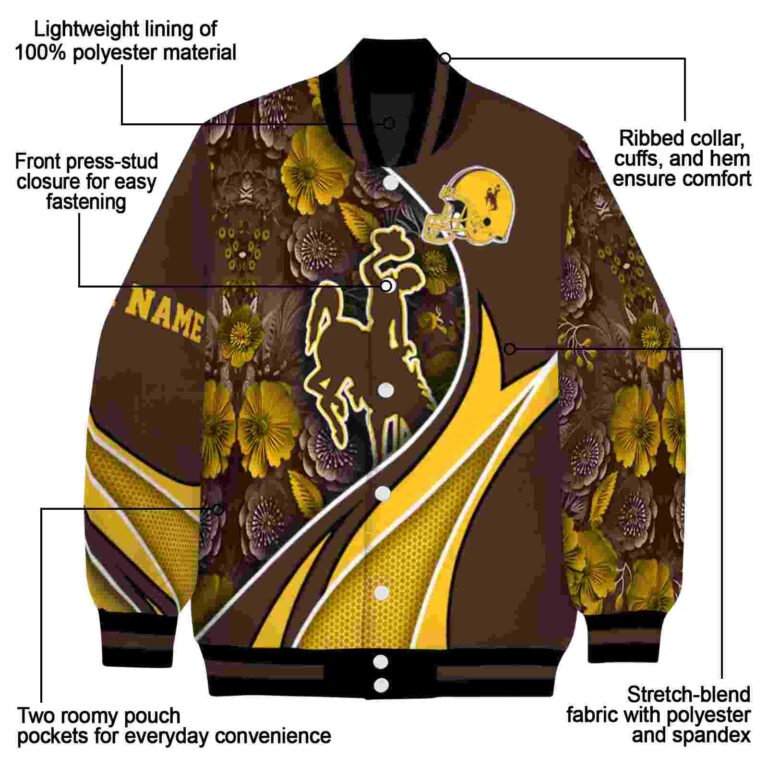customized wyoming cowboys floral print brown jacket new arrival jacketwow