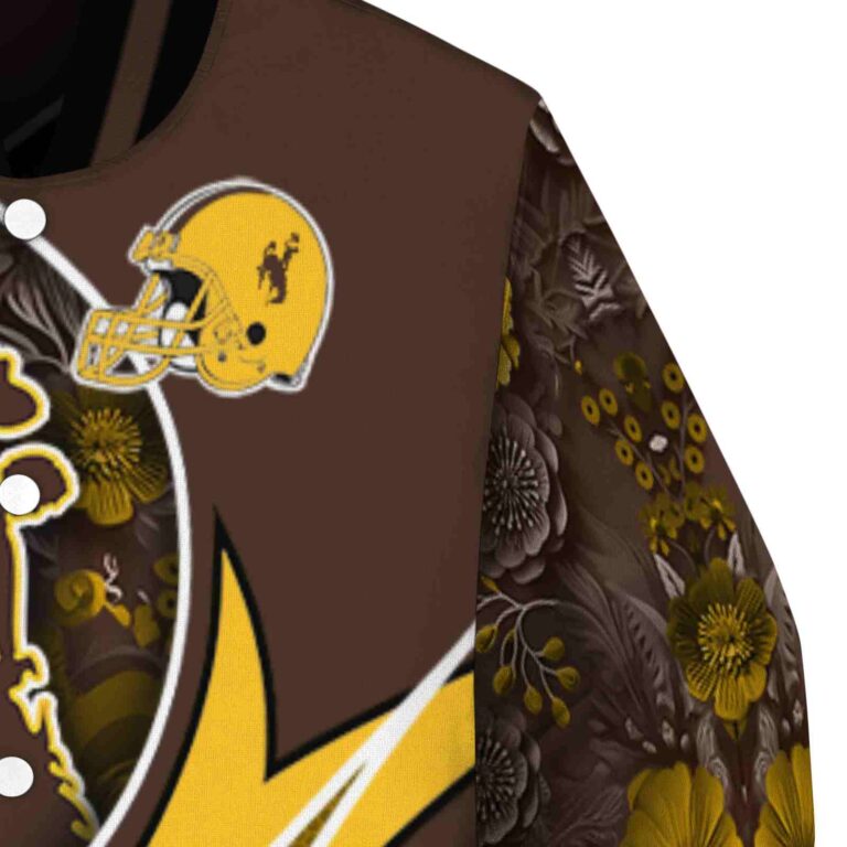 customized wyoming cowboys floral print brown jacket premium grade jacketwow