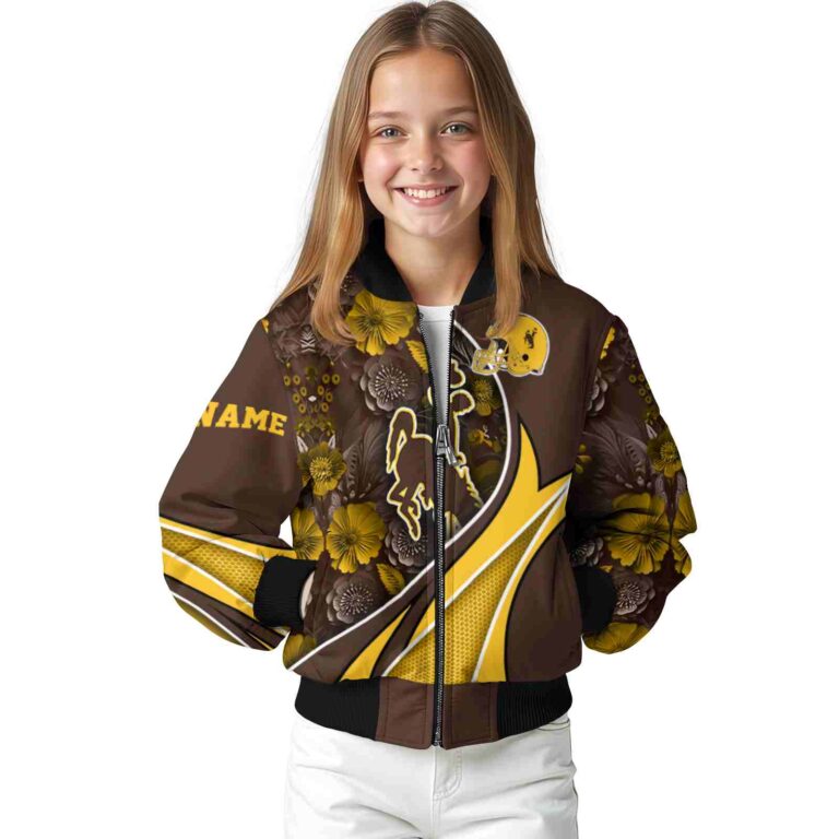 customized wyoming cowboys floral print brown jacket top rated jacketwow