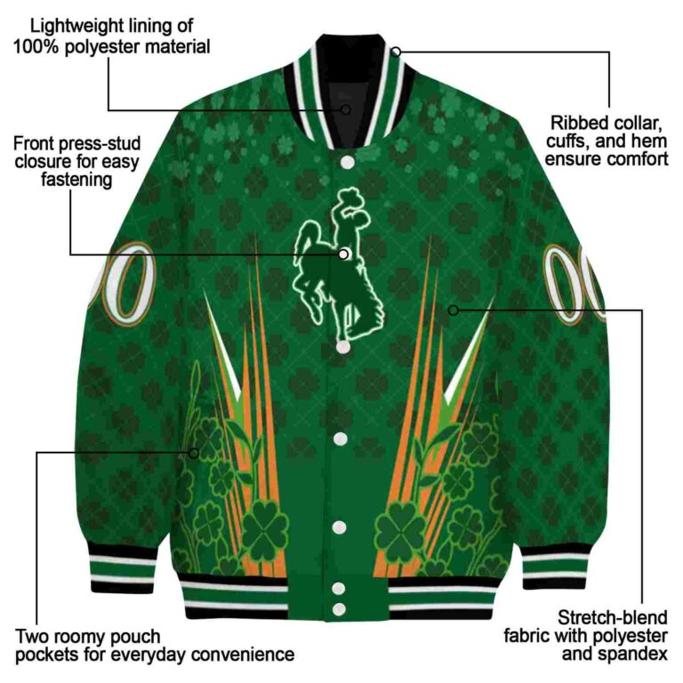 customized wyoming cowboys shamrock pattern green jacket new arrival jacketwow
