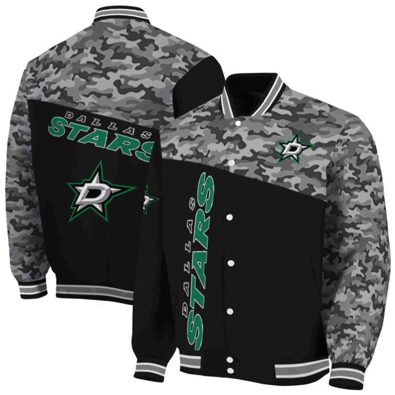 dallas stars camo patchwork black jacket fashion forward jacketwow