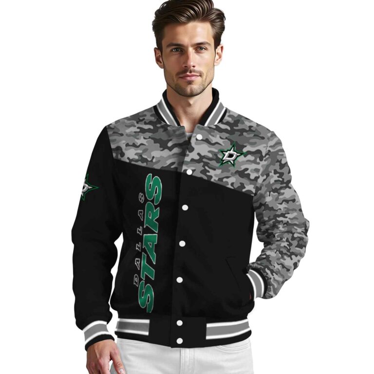dallas stars camo patchwork black jacket high quality jacketwow