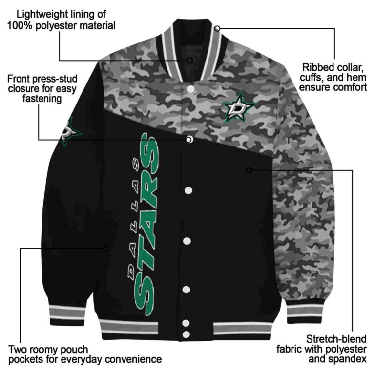 dallas stars camo patchwork black jacket new arrival jacketwow