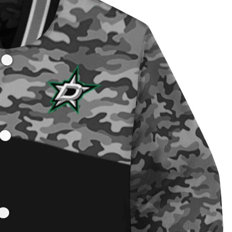 dallas stars camo patchwork black jacket premium grade jacketwow