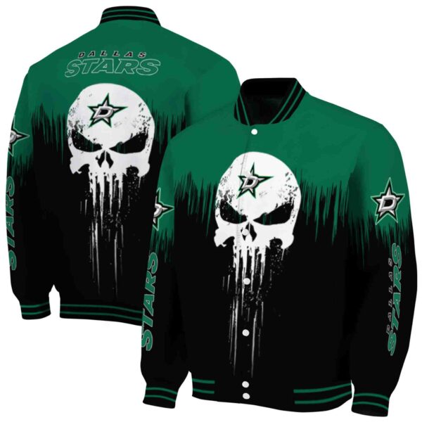 dallas stars punisher skull green black white jacket fashion forward jacketwow