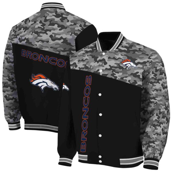 denver broncos camo patchwork black jacket fashion forward jacketwow