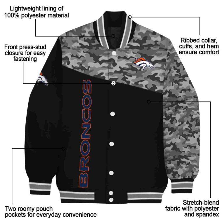 denver broncos camo patchwork black jacket new arrival jacketwow