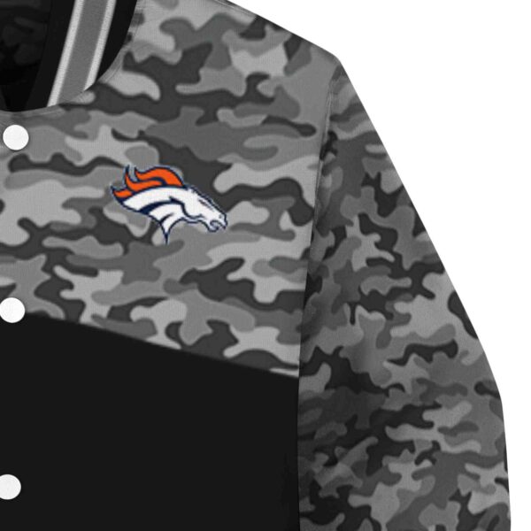 denver broncos camo patchwork black jacket premium grade jacketwow