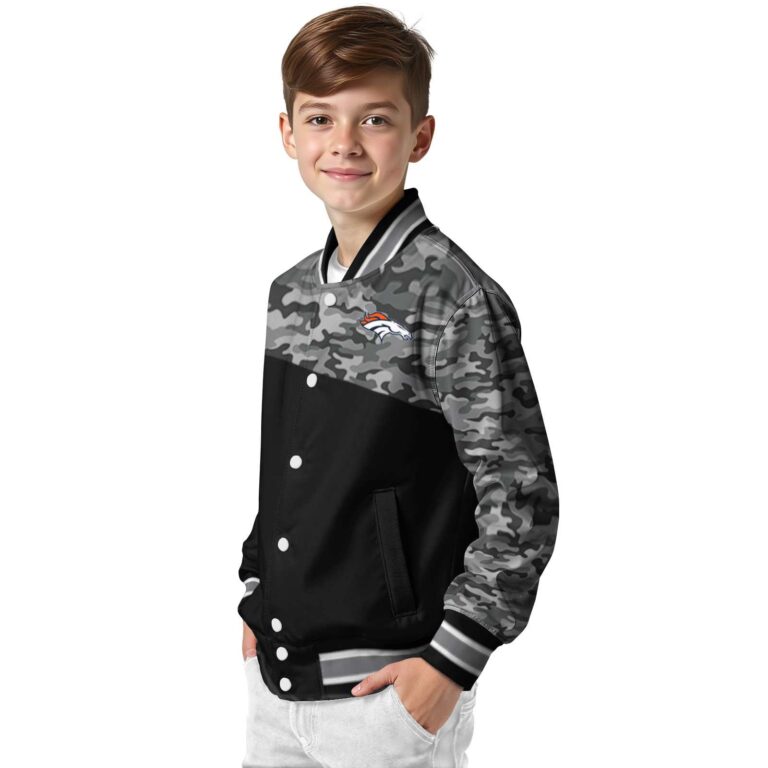 denver broncos camo patchwork black jacket trendy jacketwow