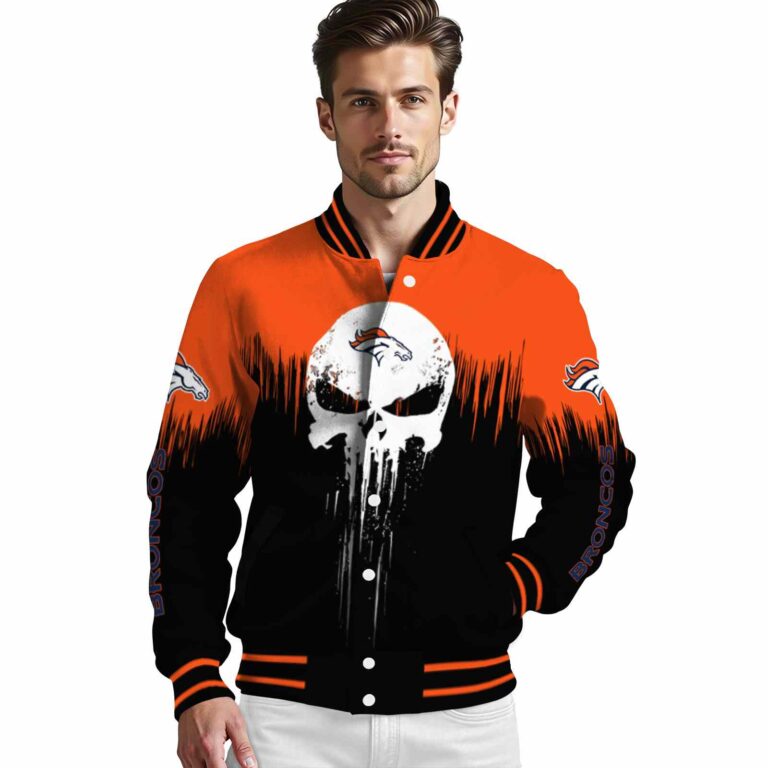 denver broncos punisher skull orange black white jacket high quality jacketwow