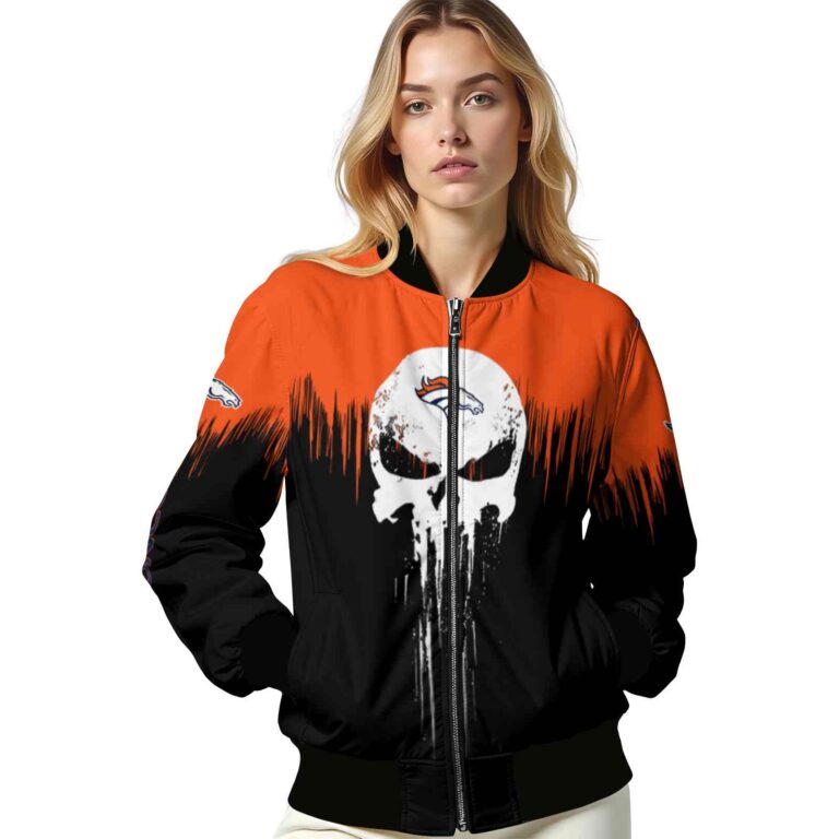 denver broncos punisher skull orange black white jacket latest model jacketwow
