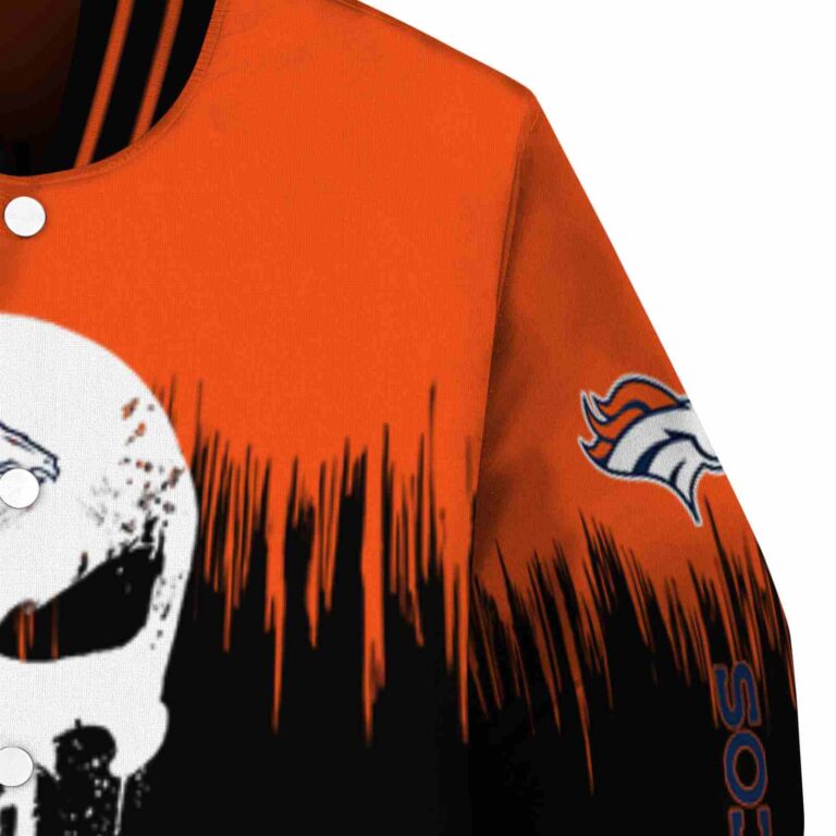 denver broncos punisher skull orange black white jacket premium grade jacketwow