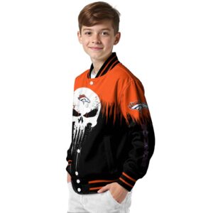 denver broncos punisher skull orange black white jacket trendy jacketwow