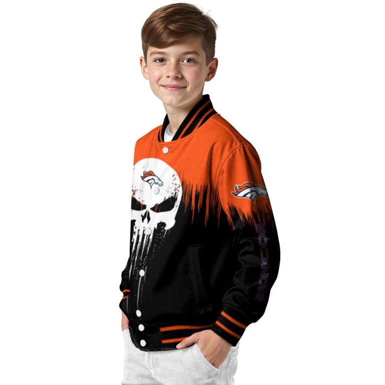 denver broncos punisher skull orange black white jacket trendy jacketwow