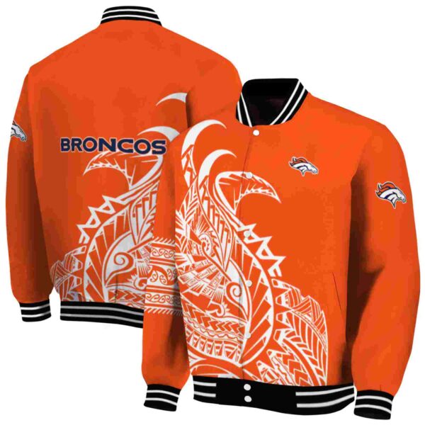 denver broncos tribal art orange white black jacket fashion forward jacketwow