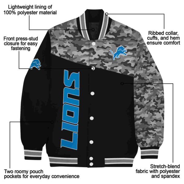 detroit lions camo patchwork black jacket new arrival jacketwow