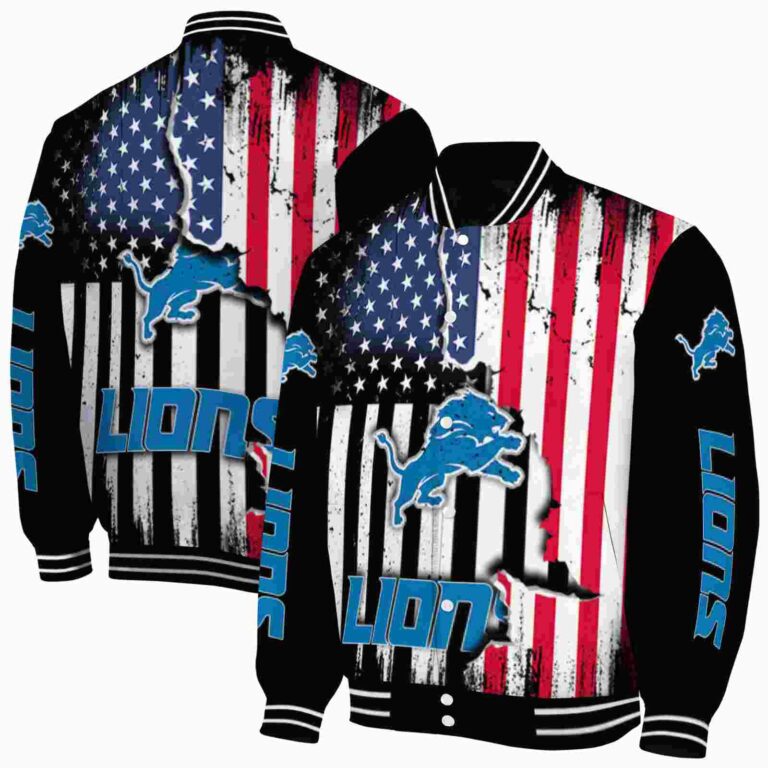 detroit lions patriotic theme black jacket fashion forward jacketwow