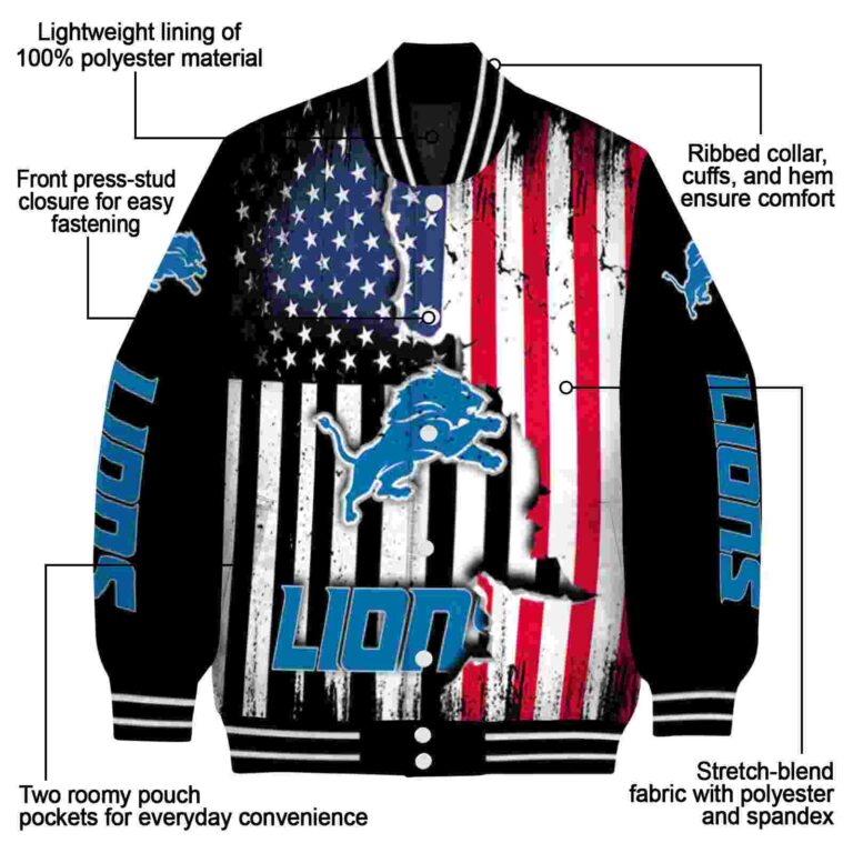 detroit lions patriotic theme black jacket new arrival jacketwow