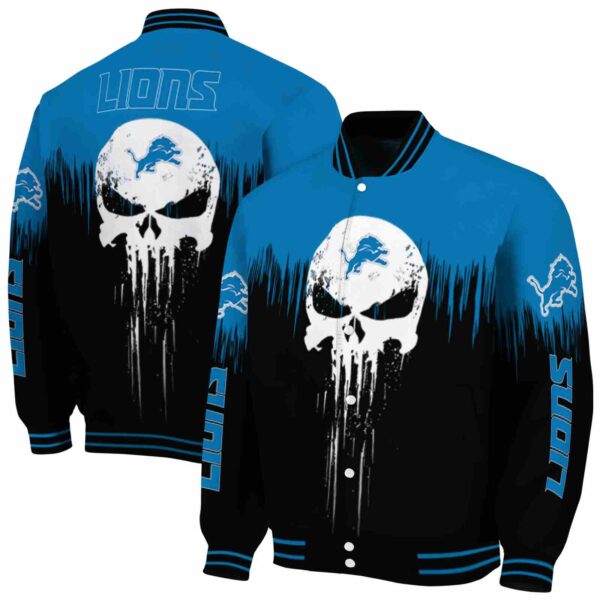 detroit lions punisher skull blue black white jacket fashion forward jacketwow