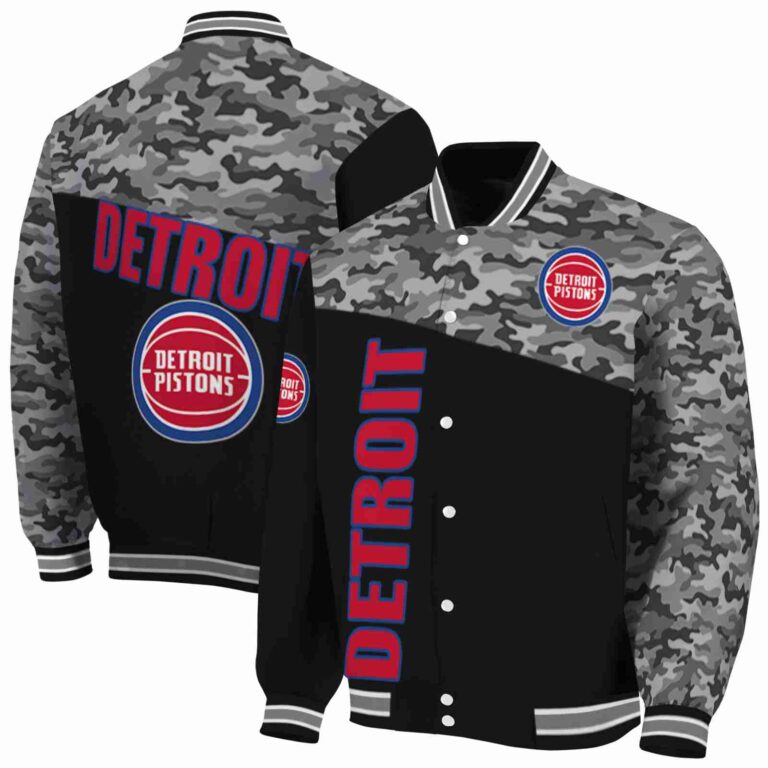 detroit pistons camo patchwork black jacket fashion forward jacketwow