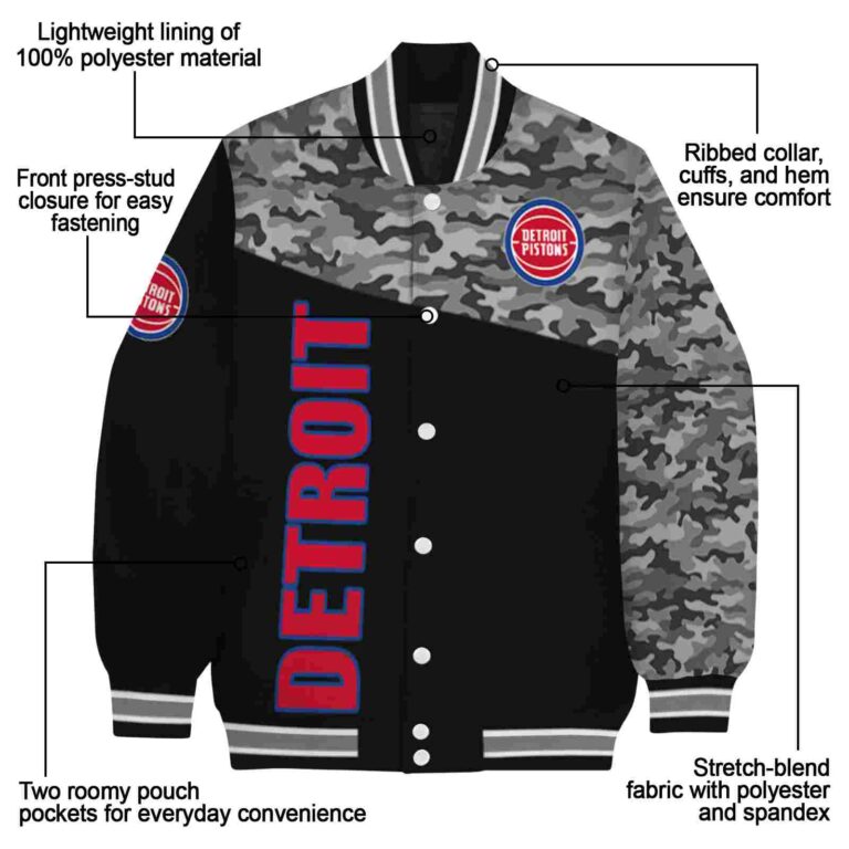 detroit pistons camo patchwork black jacket new arrival jacketwow