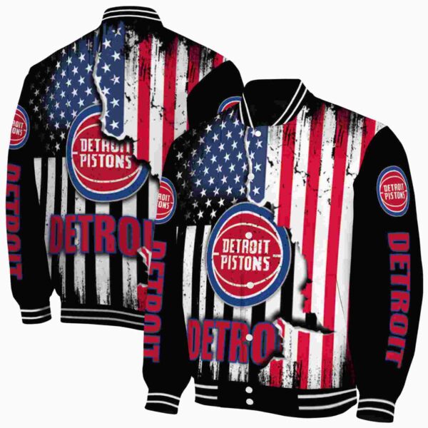 detroit pistons patriotic theme black jacket fashion forward jacketwow