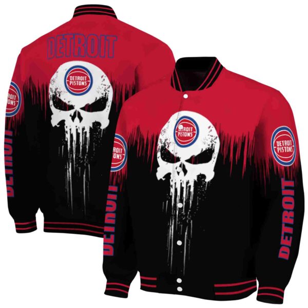 detroit pistons punisher skull red black white jacket fashion forward jacketwow