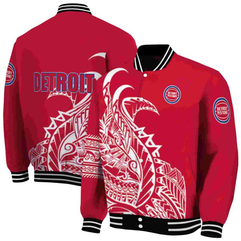 detroit pistons tribal art red white black jacket fashion forward jacketwow